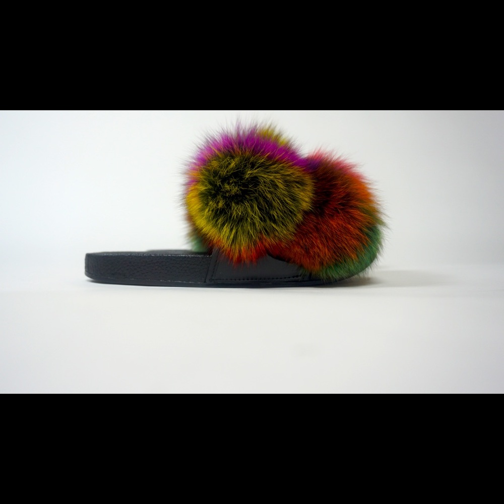Fur slides (Rainbow Puff Ball Slides)